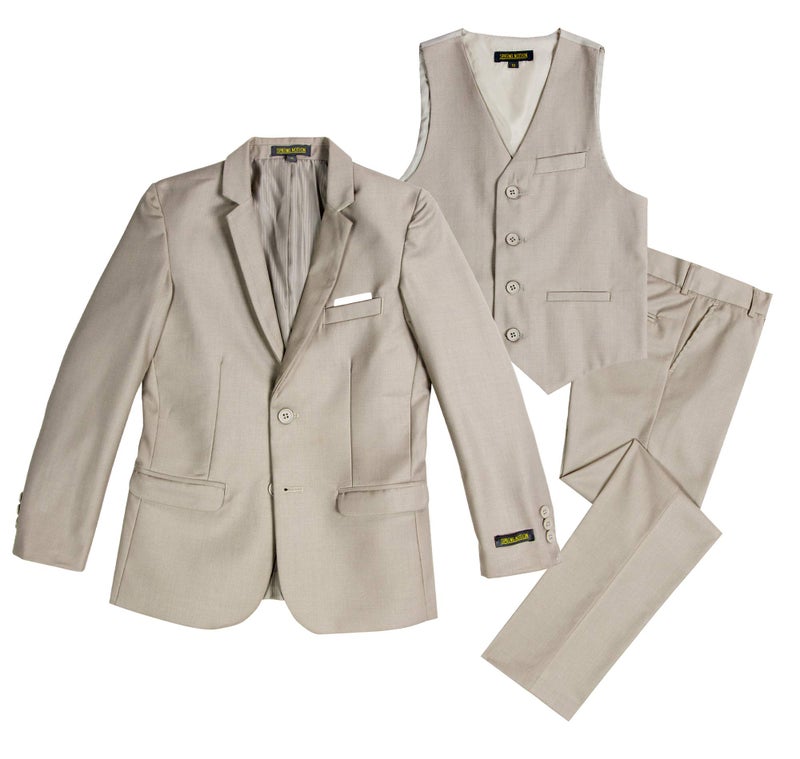 Spring Notion Boys' Modern Fit Tan Suit 3-Piece Set 16 - Image 4